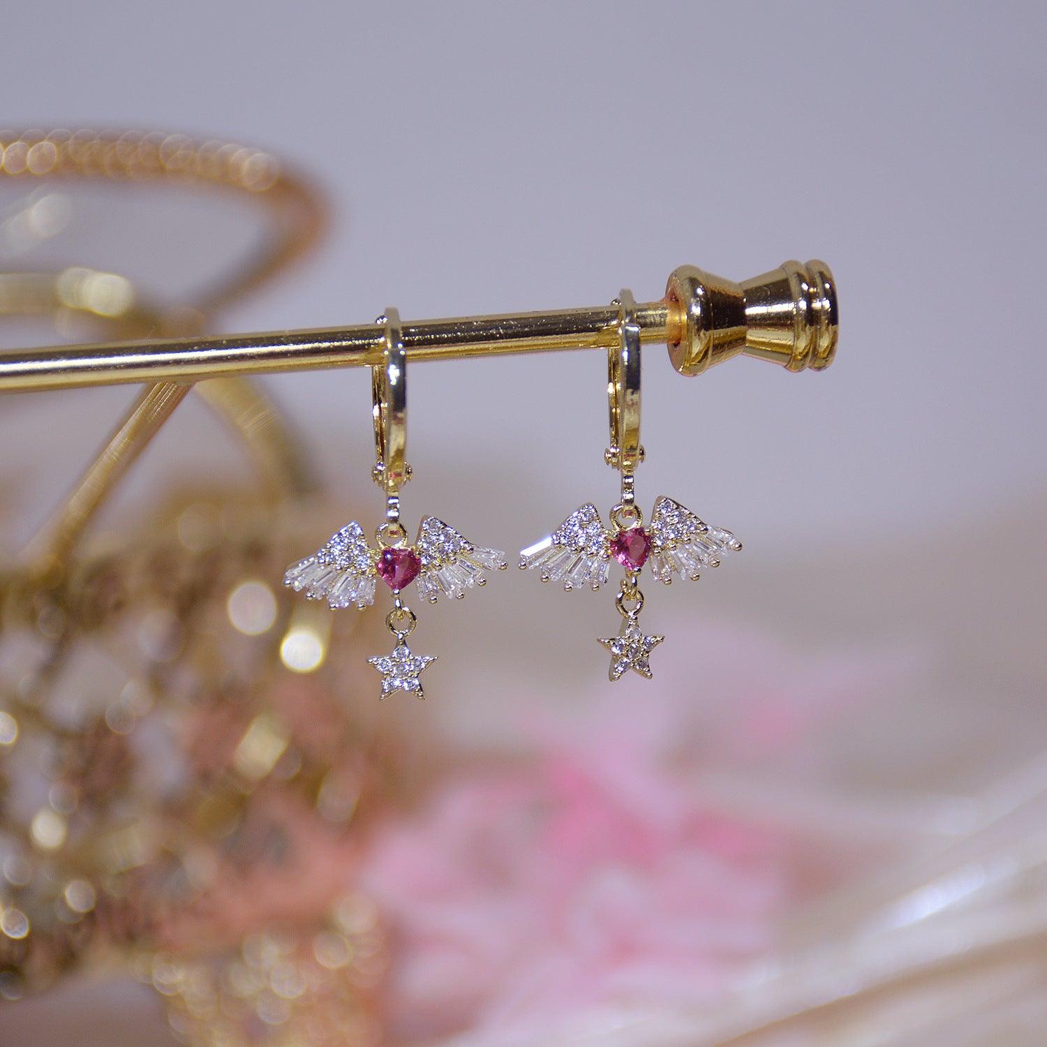 Heart & Wings Huggie Earrings 293 - Abbott Atelier