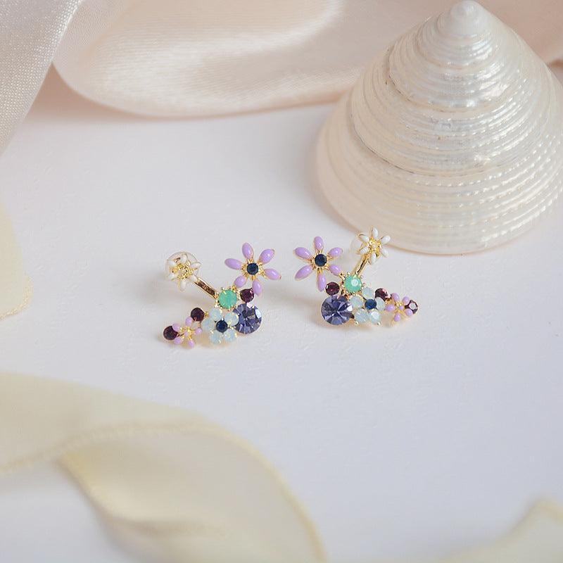Floral Earrings (Purple/Yellow) - Abbott Atelier