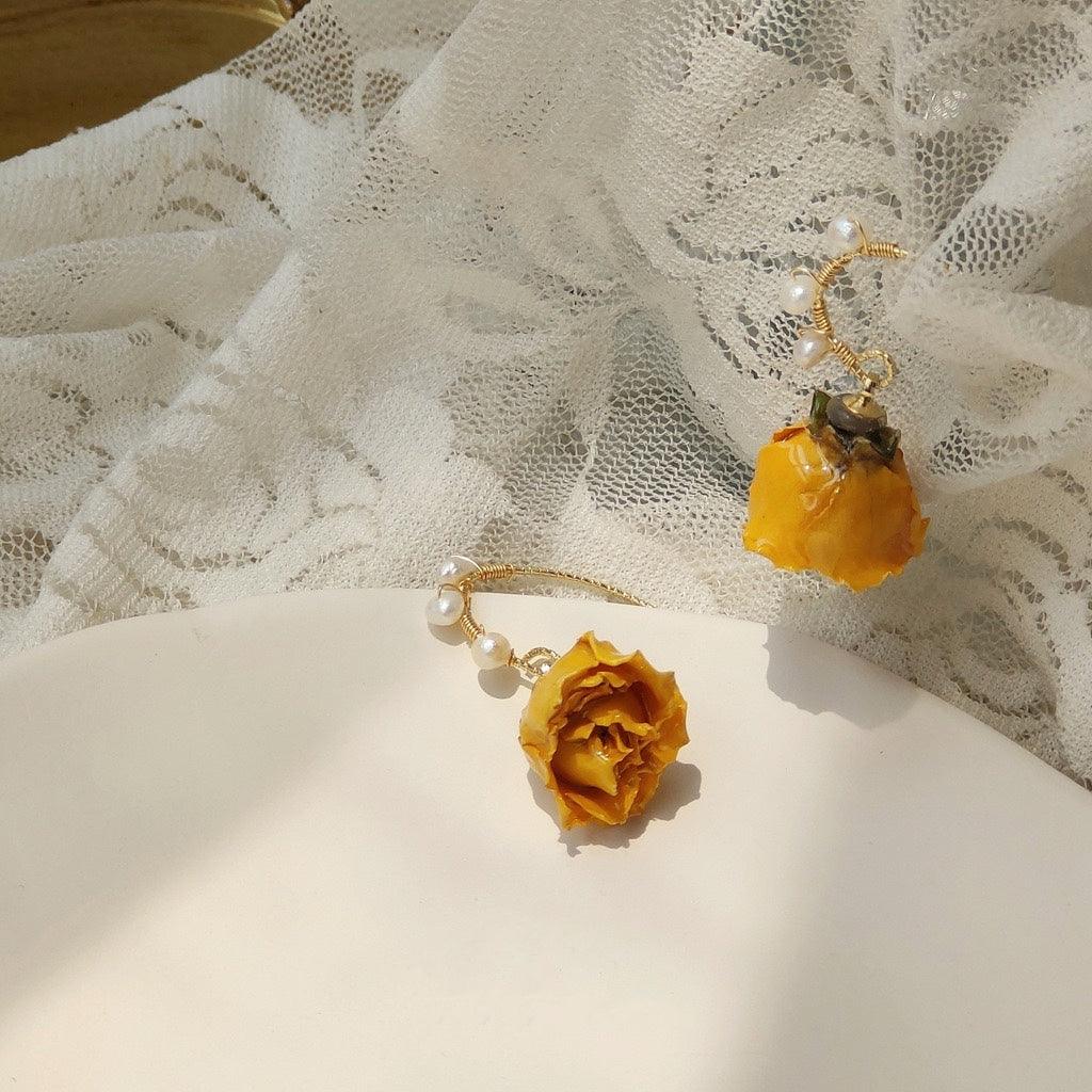 Orange Rose Earrings - Hannah - Abbott Atelier