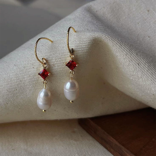 Ruby Pearl Earrings