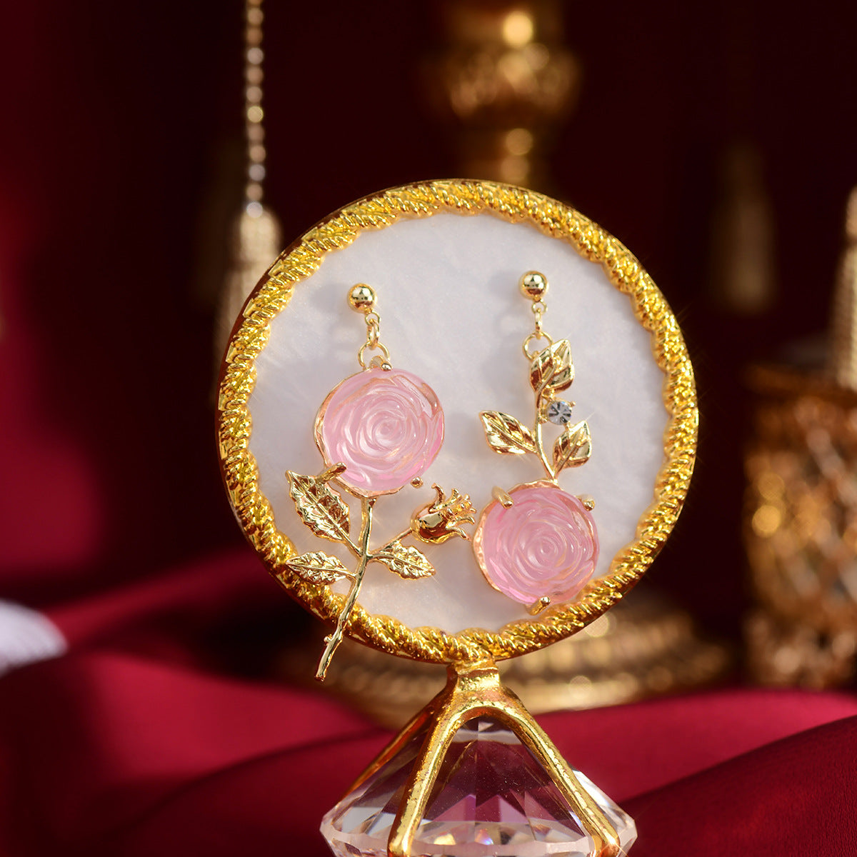 [Clearance] Pink Rose Earrings