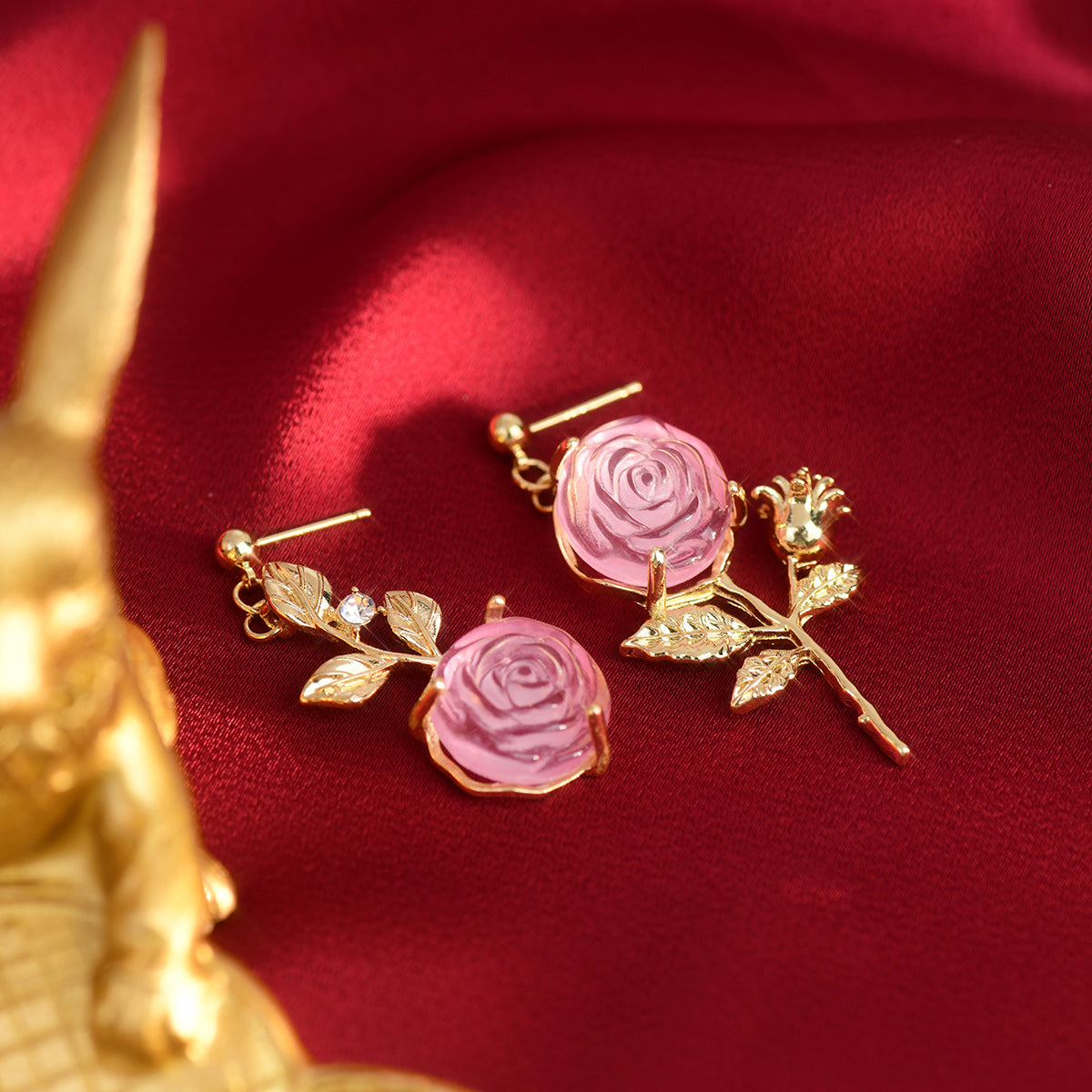 [Clearance] Pink Rose Earrings
