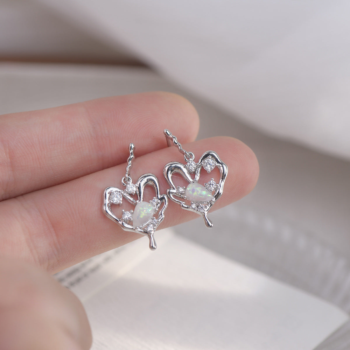 Silver Heart Earrings - Maya