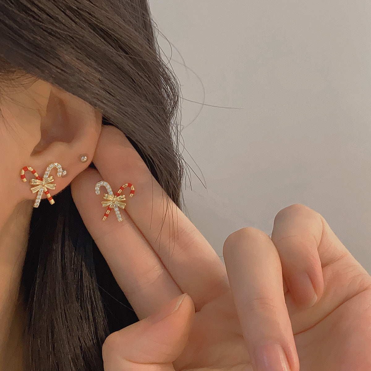 Candy Cane Stud Earrings