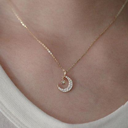 Moon & Star Necklace (Solid Silver) - Abbott Atelier