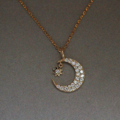 Moon & Star Necklace (Solid Silver) - Abbott Atelier