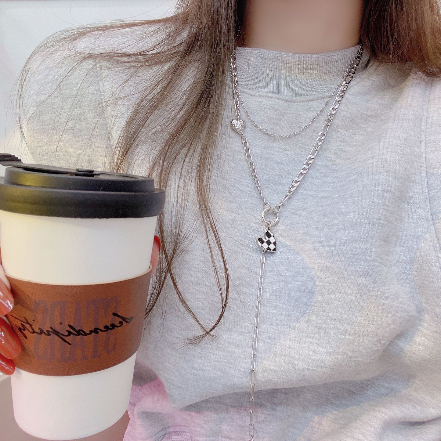 Checkered Heart Necklace