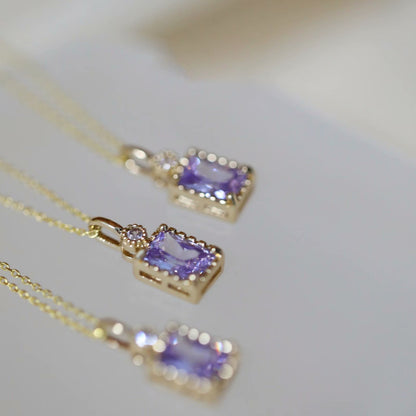 Purple Gem Necklace (Solid Silver)