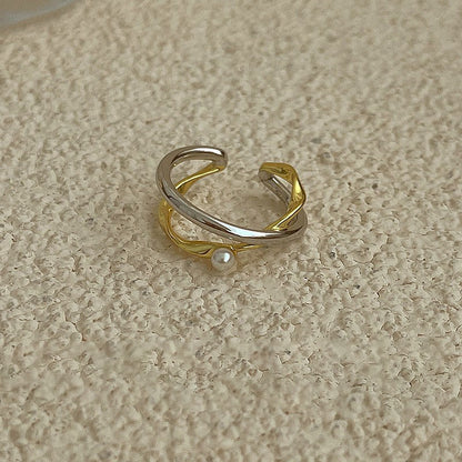 Pearl X Ring (Solid Silver)