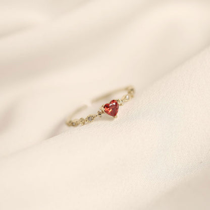 Red Heart Ring (Solid Silver)