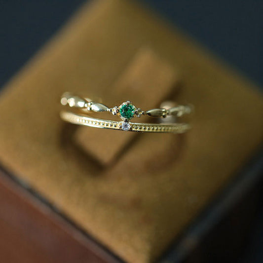 Emerald Ring - Lilian (Solid Silver)