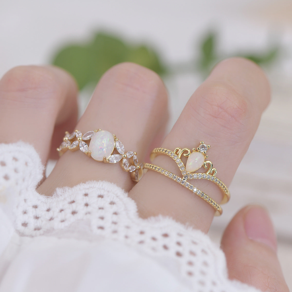 Opal Tiara Ring Set