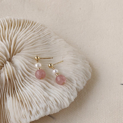 Rose Quartz and Pearl Earrings