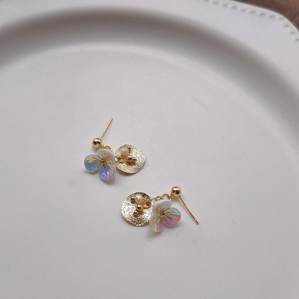 Flower & Pearl Stud Earrings - Leah - Abbott Atelier