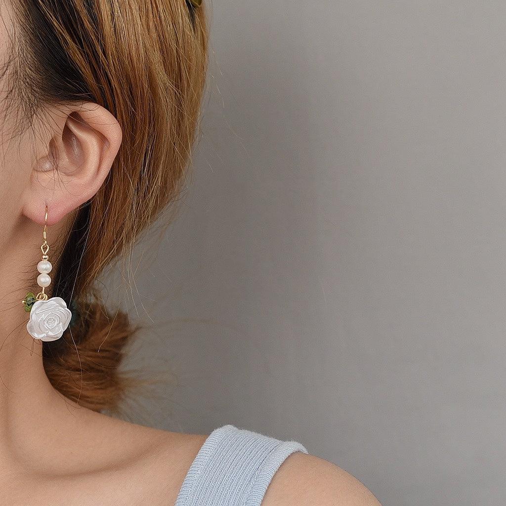 White Rose Earrings - Abbott Atelier