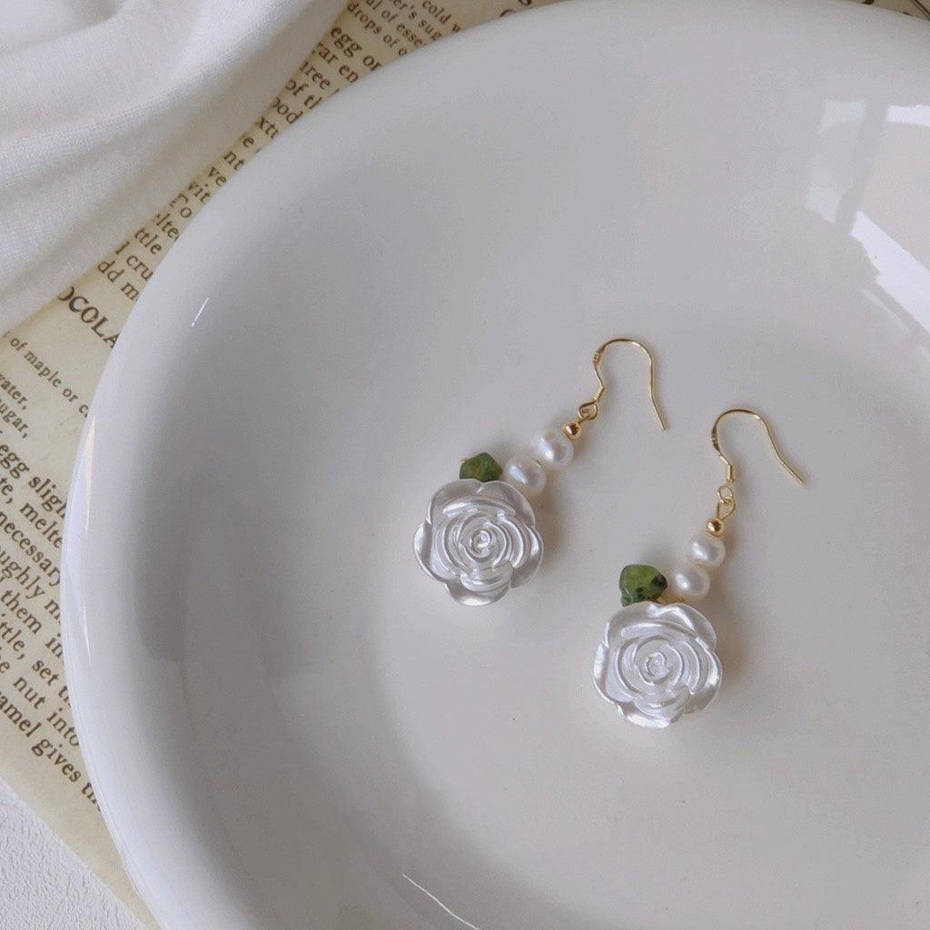 White Rose Earrings - Abbott Atelier