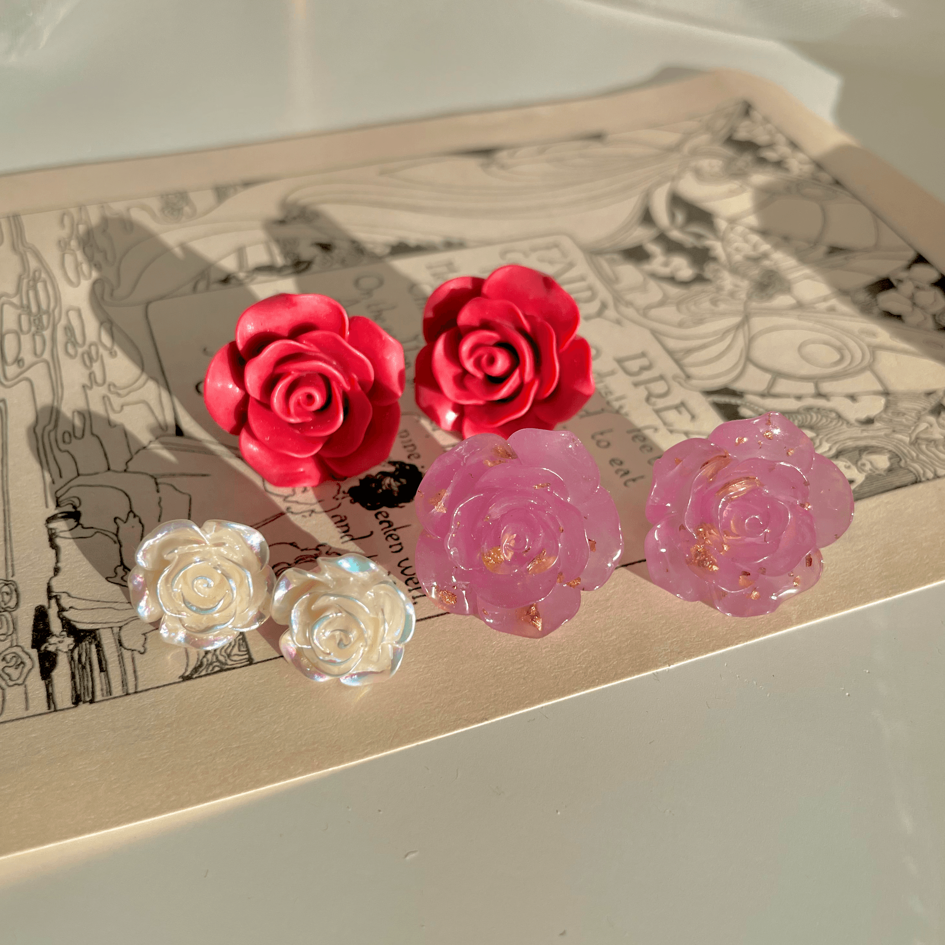 Rose Stud Earrings (3 Colors) - Abbott Atelier