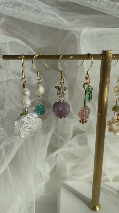 White Rose Earrings